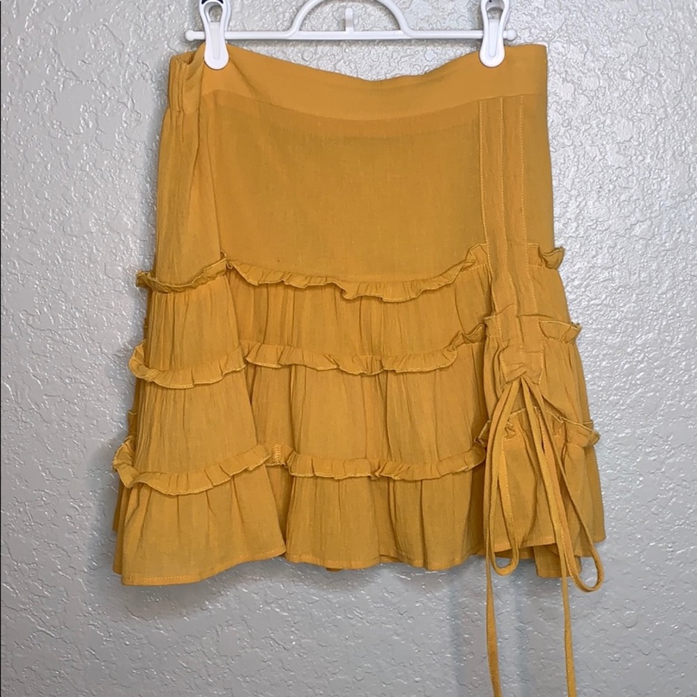 SAGE The Label Mustard Yellow Ruffle Skirt
